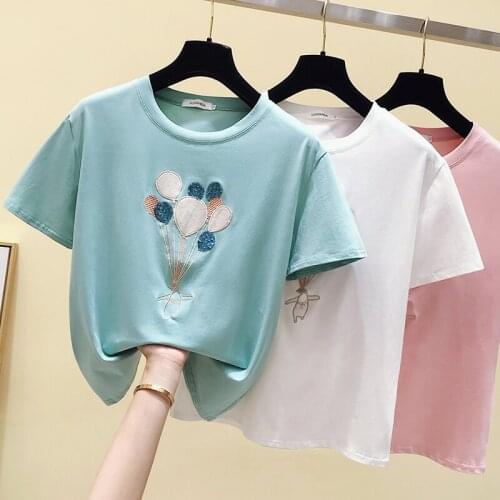 Sequins Embroidery Balloon Loose Candy Color Woman Clothes WomenS T-Shirts 2021 Vintage Tops Blouses Spring Autumn Summer