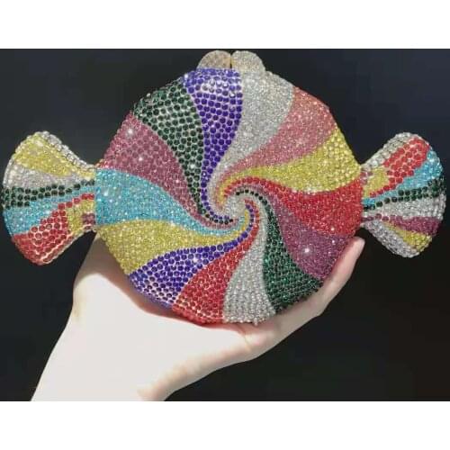 Luxury Candy Shape Crystal Clutches Women Rhinestone Clutch Bags Party Purse Multicolored Diamond Prom Phone Shoulder Handbags