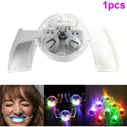 LED Flashing Light Mouth Guard Piece Glowing Tooth Toy Halloween Party Props Toy For Kids LBV