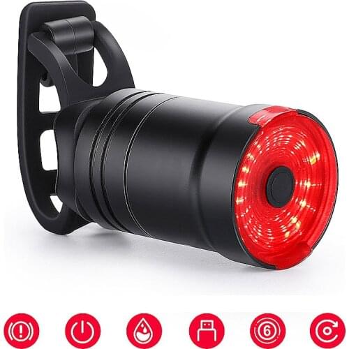 Bicycle Braking Light 6 modes 54Hrs Rear Visual Warning Smart Manual Control COB LED Lamp Optional Seatpost Saddle Mount