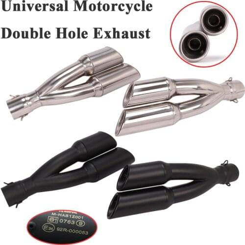 Universal Left Right Motorcycle Exhaust Pipe Escape Silencer Modified 2 Holes Muffler DB Killer For Z1000 Ninja650 MT-03 R1 ATV