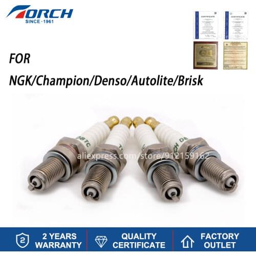 Pack of 4-8) Original Motorcycle Spark Plug TORCH D8TC Replace for NGK DP8EA Autolite XS4163 Denso X24EP-U9 Champion RA6HC