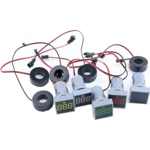 22MM AC Voltmeter 0-100A Ampere Square Panel LED Digital Voltage Meter Indicator Light