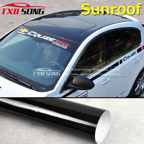 High glossy 3 Layers Sunroof Sticker Glossy black sunroof vinyl wrap with air free bubbles size:60CM*135CM/lot by free shipping