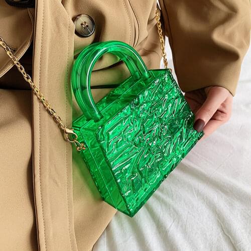 YoReAi Clear Acrylic Box Evening Bag Women 2021 Summer Top Handle Dinner Clutch Purses Ladies Transparent Crystal Handbag