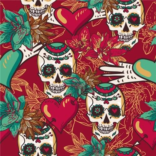 Spandex bikini fabric color skull pattern custom cute little floral print sewing stretch satin dress patchwork AA3