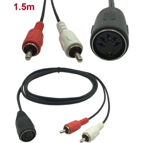 1pcs Din 5 Pin Female Socket to 2x RCA Phono Male Plug AMP Audio Adapter Cable 150CM 1.5m 5ft