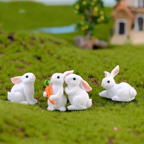 1 Pc Cute Rabbit Easter Decoration Miniature Hare Animal Figurine Resin Craft Mini Bunny Garden Ornament