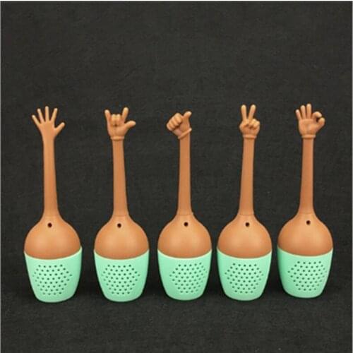 1pc Funny Hand Gestures Tea Infuser Black Tea Strainer Silicone FDA Grade Loose Leaf Herbal Spice Holder Tea Brewing Tools
