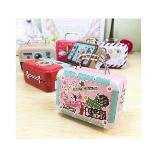 100pcs 75*35*55mm Small Tin Vintage Party Rectangle Handbag Suitcase Luggage Shaped Candy Box Wedding Favor Gift Boxes lin4937