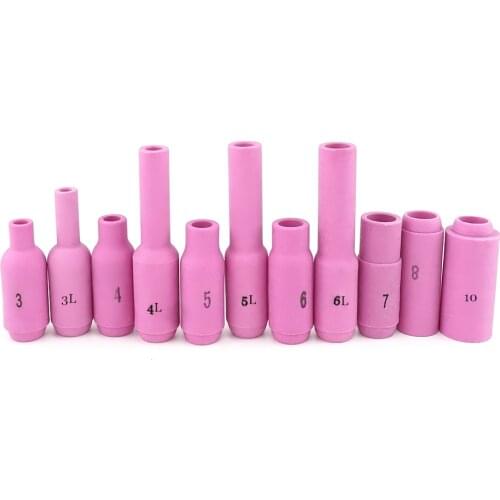11pcs TIG Nozzles Ceramic Cup #3/3L/4/4L/5/5L/6/6L/7/8/10 for WP17 WP18 WP26 Tig Torch Alumina Nozzle