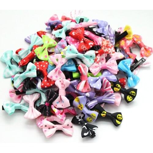 20 Pcs/ Lot Small 3cm Bow Hairgrips Sweet Baby Girls Hair Accessories Solid Dot/Stripe Printing Hair Clips Kids Hairpins