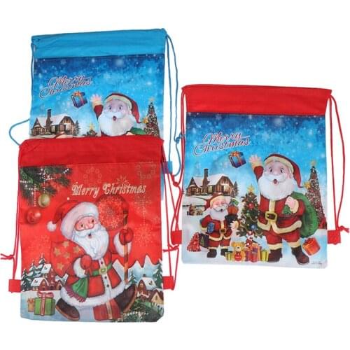 3Styles Santa Claus Drawstring Big Backpack Christmas Gift Candy Bag Kids New Year Banquet Stockings Gifts Holders Bag