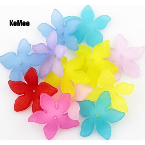 500pcs/lot 28mm Multi Colors Loose Acrylic Beads Frosted Flower Beads For Jewelry Making Cute Necklace Craft DIY Beads