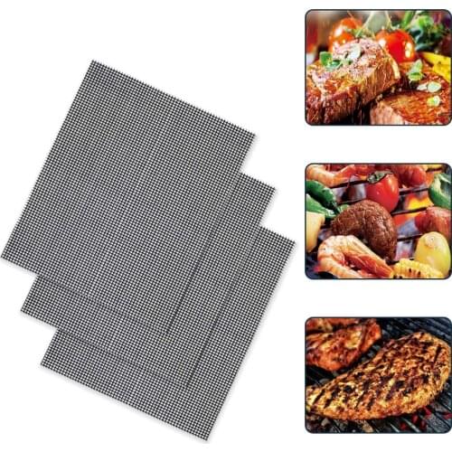 Non-stick Barbecue Grilling Mats High Security Grid Shape BBQ Mat Heat Resistance Reusable Grill Mesh For Outdoor Activities BBQ