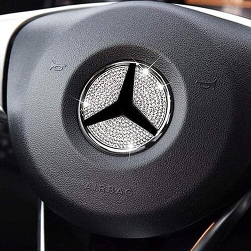 Car Steering Wheel Crystal Emblem Diamond Sticker for Mercedes Benz AMG W203 W205 W204 W164 W140 W211 W124 W212 W210 CLA Class