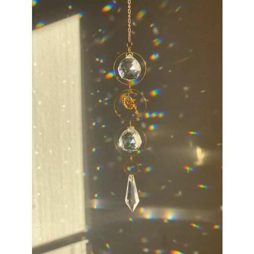 Boho Fairy Moon Angel Crystal Sun Catchers Window Home Decor Accessories Gift Lightcatcher Rainbow Maker Decoration Suncatcher