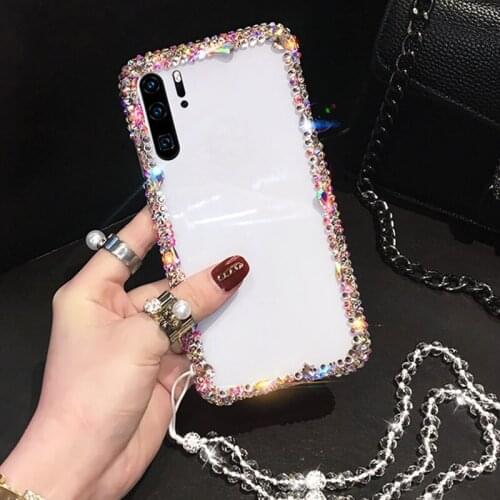 Rhinestone Case For Huawei P40 Lite E P30 P20 Pro P Smart S 2020 Nova 7i 7SE 6SE 5i 4e 3i 3e mate1020lite Lanyard cover