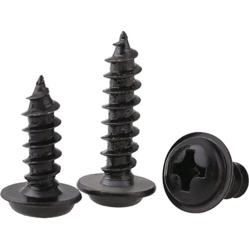 GuHua Black Cross Round Head with Pad Self Tapping Small Screw PWA Philips Pan Head with Gasket Tapping screw M1.4M1.7M2 1000pcs