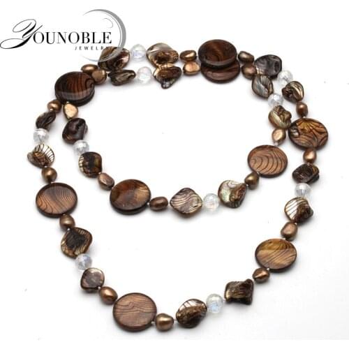 90cm Real Natural Pearl Shell Long Necklace,baroque Shape Trendy Necklace Women Party Matching