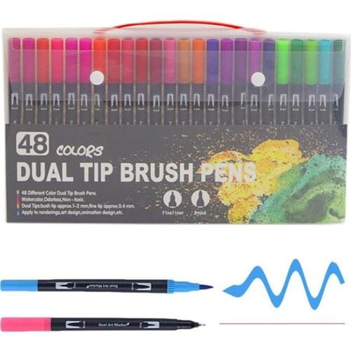 Dual Tip Brush Pens UP to 48 Colours Felt Tip Pens Colouring Pens for Adults Pack,Drawing,Calligraphy Painting Brush Pens