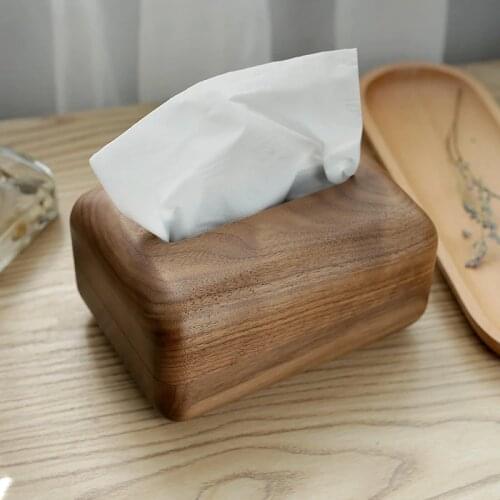Eco-friendly The Whole Wood High-grade Solid Black Walnut Wood Wooden Tissue Box Handmade Living Room Nordic Vintage Craft Gift