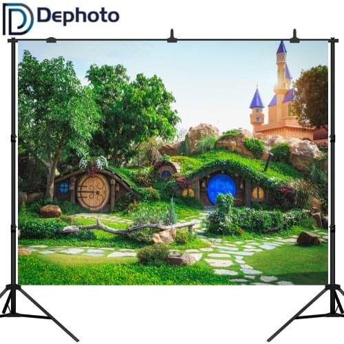 Dephoto Fairy Tale Castle Chalet flower grass newborn Photography Backgrounds Customized Photographic Backdrops For Photo Studio