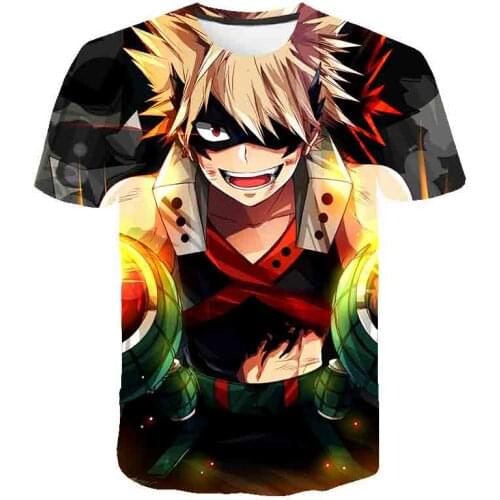 Pop My Hero Academia Anime T-shirt for Men Summer Fashion Comfortable Manga 3d Oversized T-shirts for Boy Kids Top Clothing