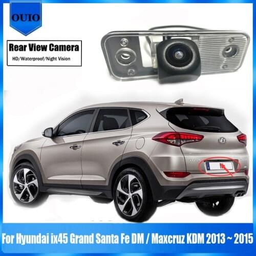 HD Fisheye Rear View For Hyundai ix45 Grand Santa Fe DM / Maxcruz KDM 2013 ~ 2015 License Plate Cam Backup Reversing Camera