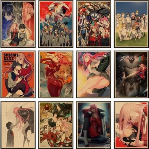 Classic Anime DARLING in the FRANXX Kraft Paper Retro Posters Painting Wall Poster Modern Art Poster For Kids Room/Bar Decor