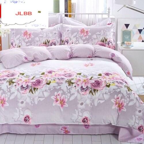 4 Pcs/Set Classic Bedding Set 4 sizes Grey Blue Flower Bed Linen Duvet Cover Set Pastoral Bed Sheet AB Side Duvet Cover 2019 Bed