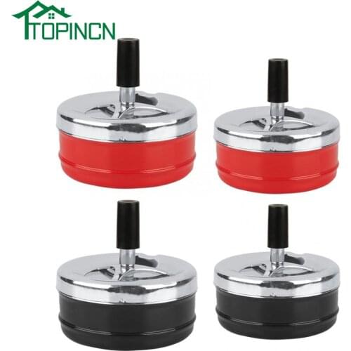 Round Indoor Outdoor Smoking Ashtray Creative Metal Ashtray Wiring Round Push Down Rotating Self-Clearing Portable Ashtray