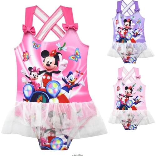 Disney baby girls Bikini cartoon Mickey Mouse print Swimwear Swimming Swimsuit Beachwear baby girl Clothing
