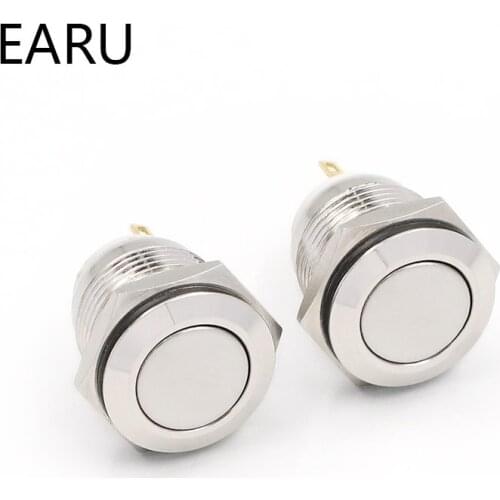 16mm Short Type Metal Push Button Switch Waterproof NO Fixation Latching Locking Momentary Reset PC Power Cart Auto Engine Start