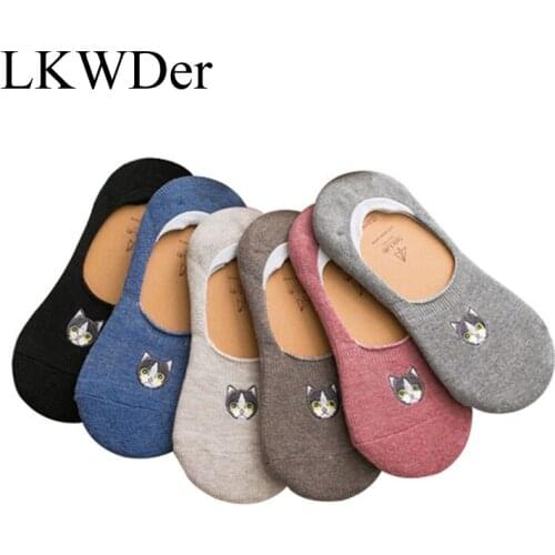 6pairs Summer Spring Fall No Show Sox Soft Cute Animal Cotton Socks Meias Female Kawaii Blinking Cat Socks For Women Girls Soken