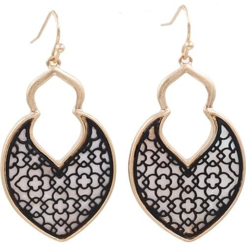 2020 New Hollowed-Out Gourd Mix Color Abalone Pearl Filigree Dangle Earrings for Women