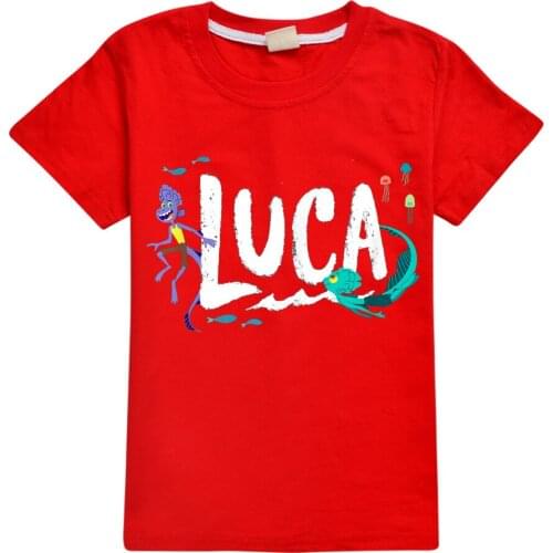 2021 New Funny Summer Kids Short Sleeve T-shirt Luca Childrens Clothing Boys Girls Clothes Printed Cartoon Casual Cotton Tops