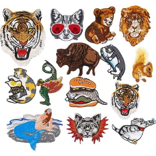 New Leopard Tiger Lion Wolf Animals Iron on Patches for Clothing Applique DIY Hat Coat Dress Accessories Cloth Sticker Animal