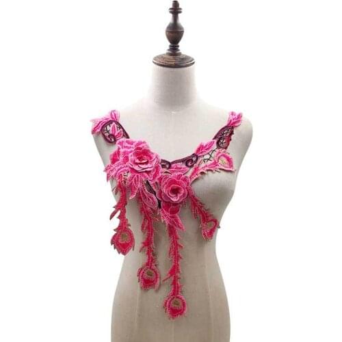 New arrive 3D flower Lace Neckline Embroidery Applique Lace Collar DIY Sewing Lace Fabric Clothing Accessories