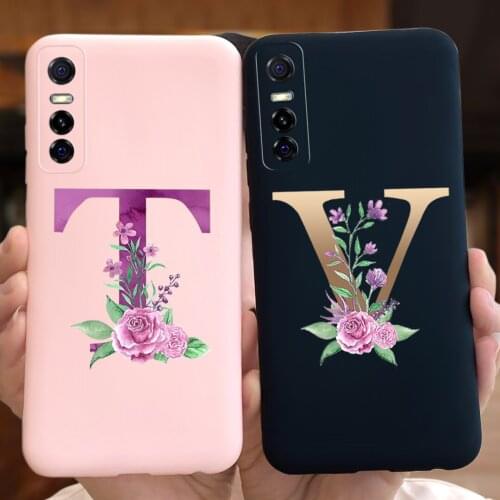 New Design Fashion Flowers A to Z Letters TPU Soft Coque Case For OPPO Y73S Y 73S Y73 S OPPOY73S Shockproof Fundas Bumper Cases