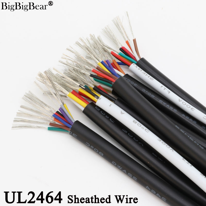 1M 28AWG UL2464 Sheathed Wire Cable Channel Audio Line 2 3 4 5 6 7 8 9 10 Cores Insulated Soft Copper Cable Signal Control Wire
