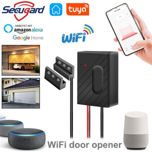 SECUGARD Tuya Garage WiFi Garage Door Opener Remote Control For Gate Tuyasmart Smart Life Alexa Echo Google Home APP Control