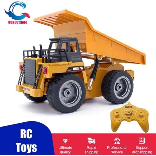 Huina 1:18 Rc Truck 6 Ch 2.4G Alloy Remote Control Dump Truck 4 Wheel Driver Mine Construction Vehicle Toy Machine Model Toy Boy