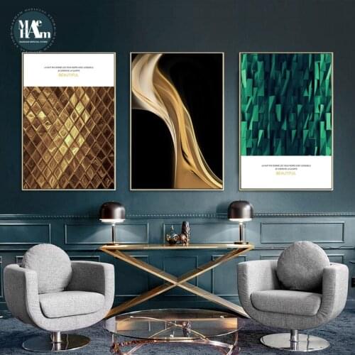 Nordic gold foil lines wall art Canvas posters Painting Prints Abstract octagon Pictures for Living Room Morden Decor NO Frame