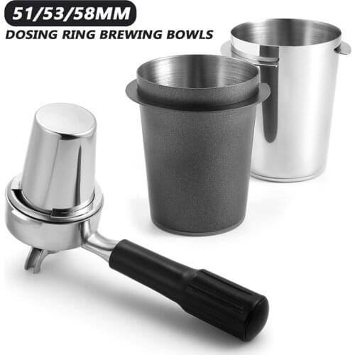 51/53/58mm Intelligent Dosing Ring Brewing Bowl Stainless Steel Coffee Powder Espresso Barista Funnel Portafilter Coffee Tamper