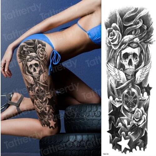 Sleeve tatoo women waterproof temporary tattoos large men black tattoo leg full arm sleeves pattern sexy body art stickers girls