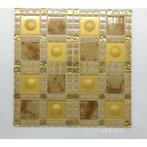 Yellow gold glass mosaic tile for kitchen backsplash decoration