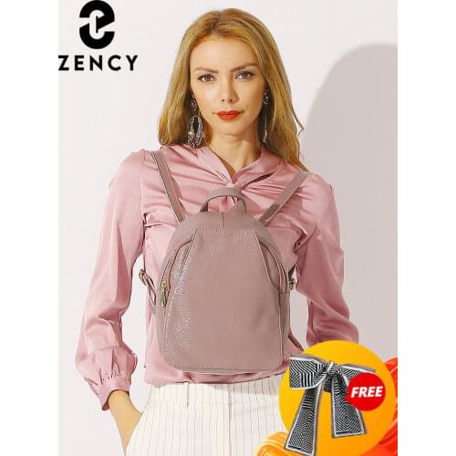 Zency Charm Women Backpack 100% Genuine Leather Anti-theft Button Elegant Female Travel Bags Schoolbag For Girl Holiday Knapsack