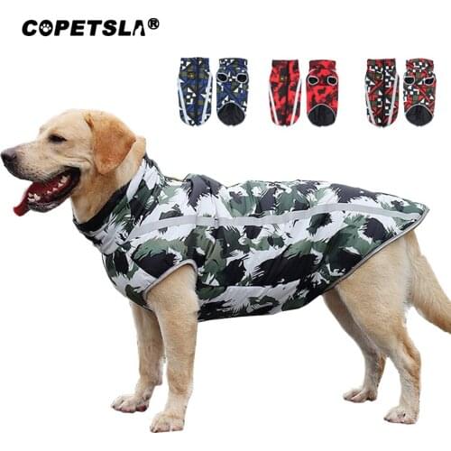 Copetsla Winter Warm Dog Clothes New Waterproof Pet Padded Vest Zipper Jacket Coat For Small Medium Large Dogs Pug Chihuahua