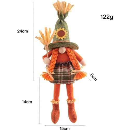 1 X Halloween Doll 38*15CM Fabric + Artificial Wool + Cotton Scarecrow Dwarf Hug Pumpkin Faceless Doll Doll Decoration Ornament